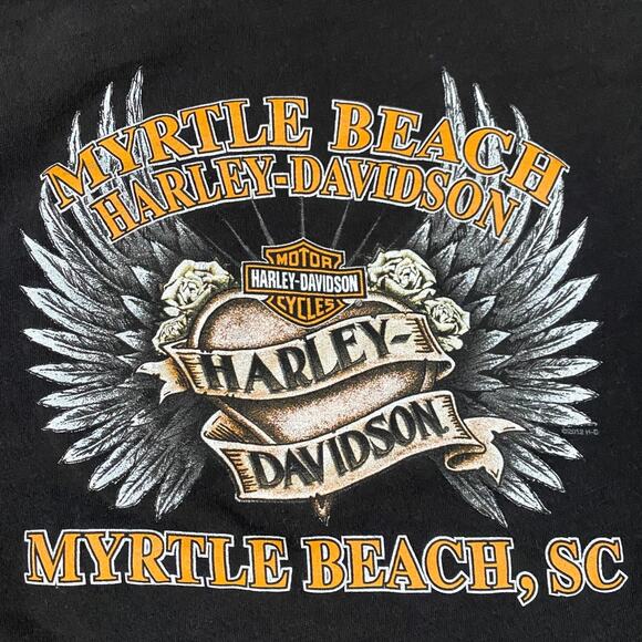 Harley Davidson Shirt Womens M USA Myrtle Beach Biker Grunge V Neck - Picture 6 of 6